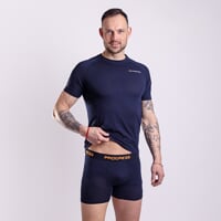 MA SKN 125 2-PACK set pánských merino boxerek černo-modrá + oranžová